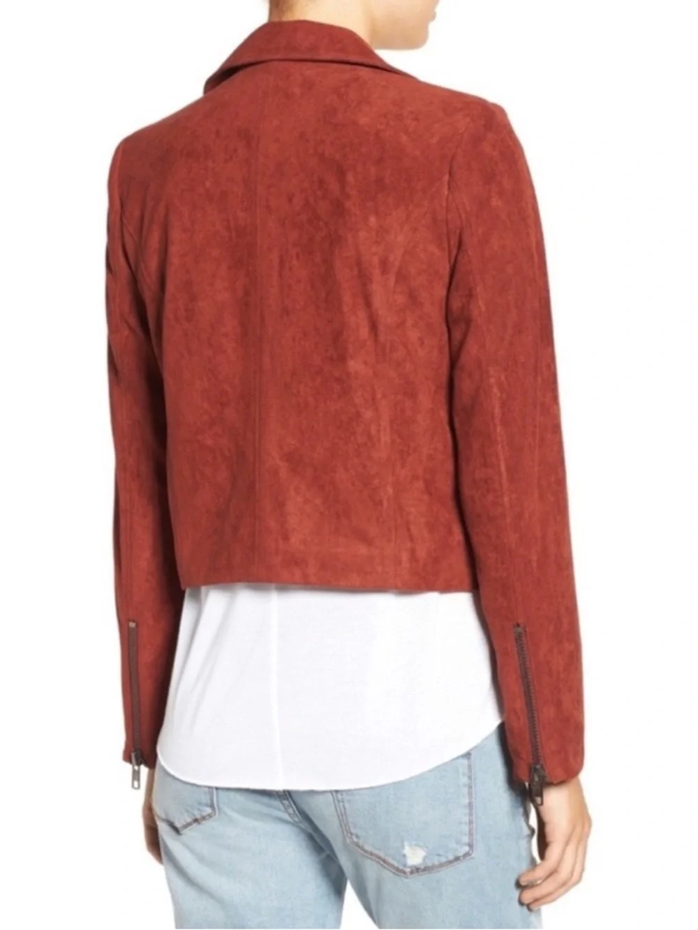 ASTR the Label Rust Faux Suede Moto Crop Jacket XS $90 - Picture 3 of 10